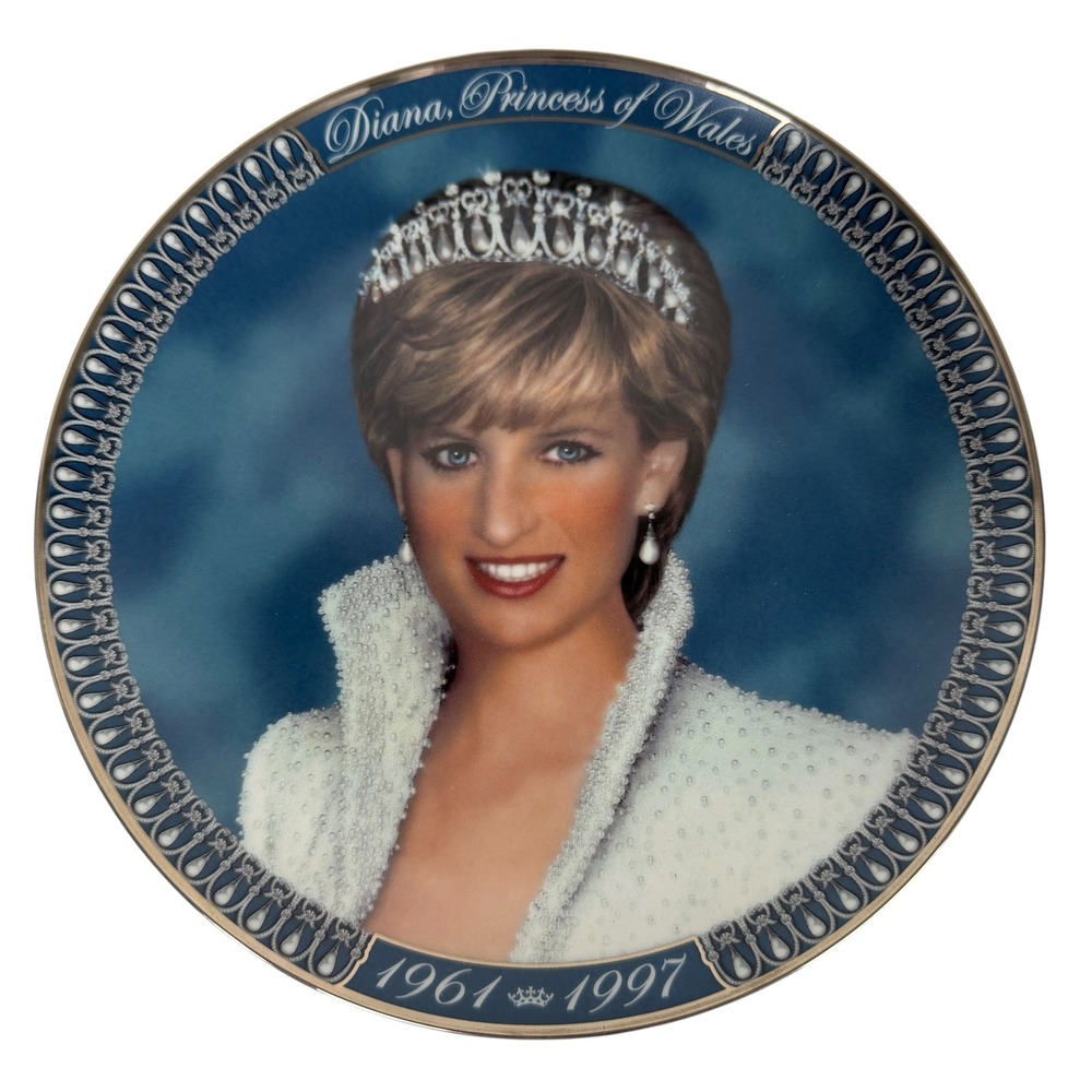 Franklin Mint Princess Diana Tribute Plate Limited Edition Porcelain Platinum